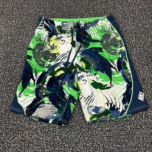 Nike Board Shorts Men‎ 32 Green Floral Surfing Drawstring Swim Outdoor